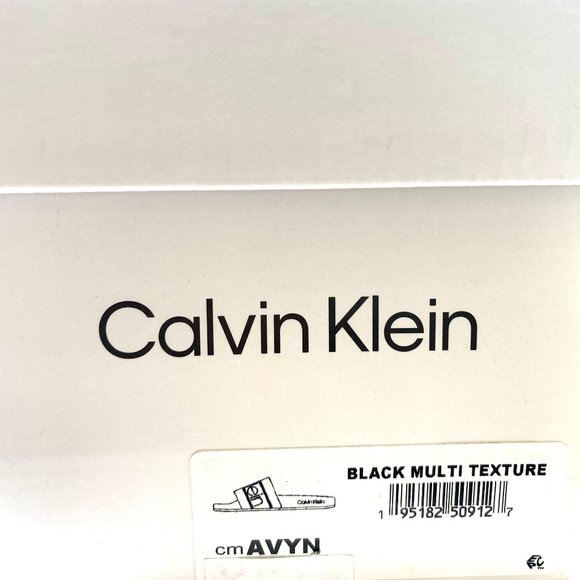 Calvin Klein Mens Sandal Slides CK Avyn Black Multi Texture Water Resistant Logo - Picture 7 of 8